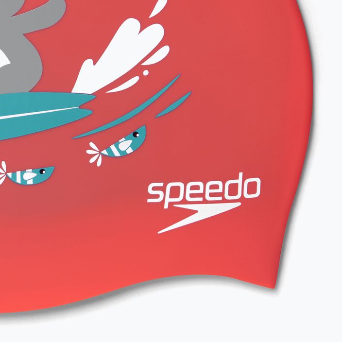 Czepek pływacki dziecięcy Speedo Printed Silicone Junior coral/aquarium/shark grey 4