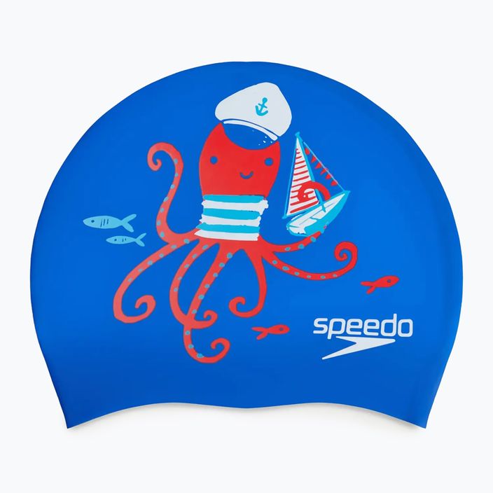 Czepek pływacki dziecięcy Speedo Junior Printed Silicone tru cobalt/watermelon/white 2