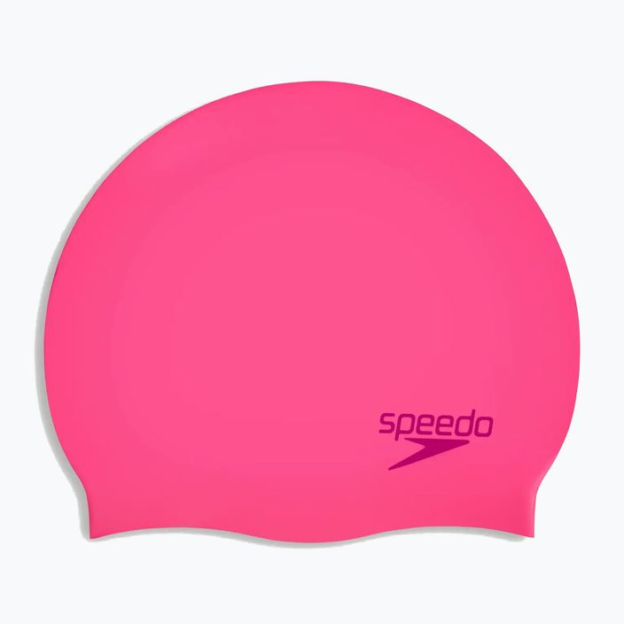 Czepek pływacki dziecięcy Speedo Plain Moulded Silicone Junior flare pink/wineberry 2