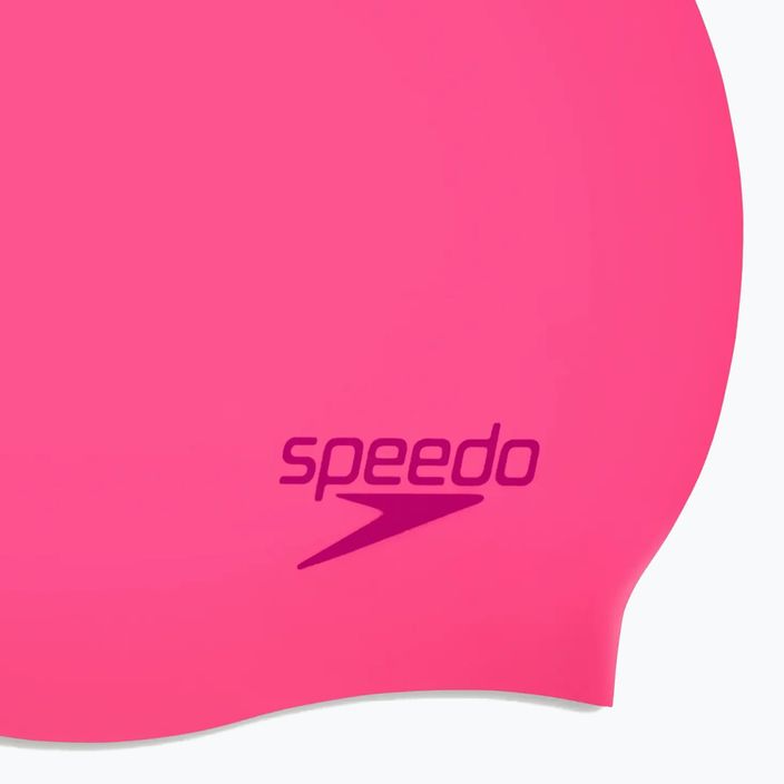 Czepek pływacki dziecięcy Speedo Plain Moulded Silicone Junior flare pink/wineberry 3
