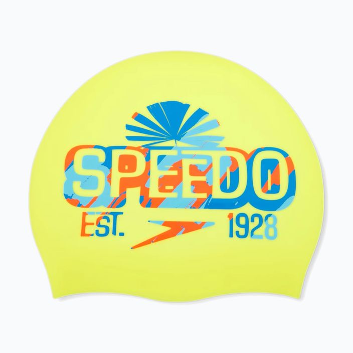 Czepek pływacki Speedo Printed Silicone lemon drizzle/picton blue/punch blue