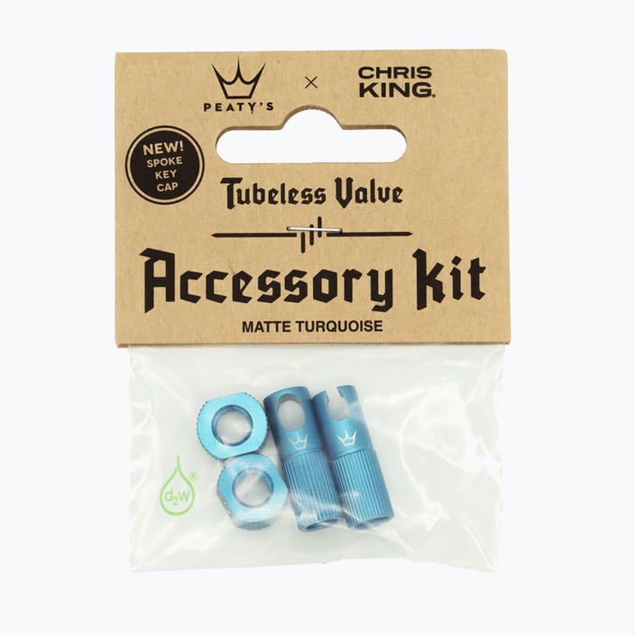 Nakrętka na wentyl Peaty's X Chris King MK2 Tubeless Valves Accessory Kit turquoise