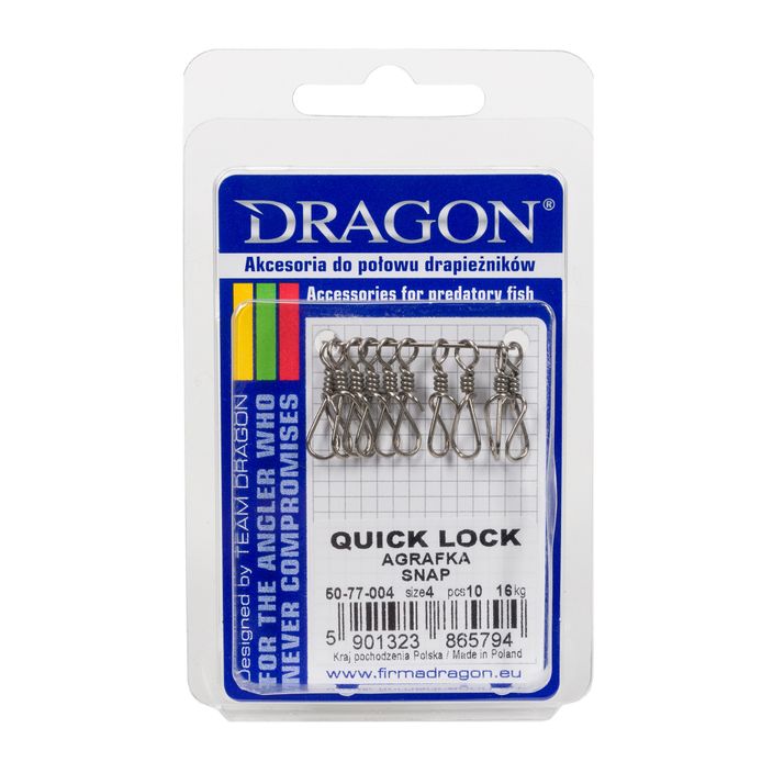 Agrafki spinningowe DRAGON Quick Lock 10 szt. srebrne PDF-50-77-004 2