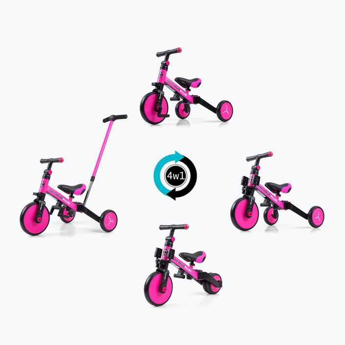 Rowerek biegowy trójkołowy Milly Mally 4w1 Optimus Plus pink 14