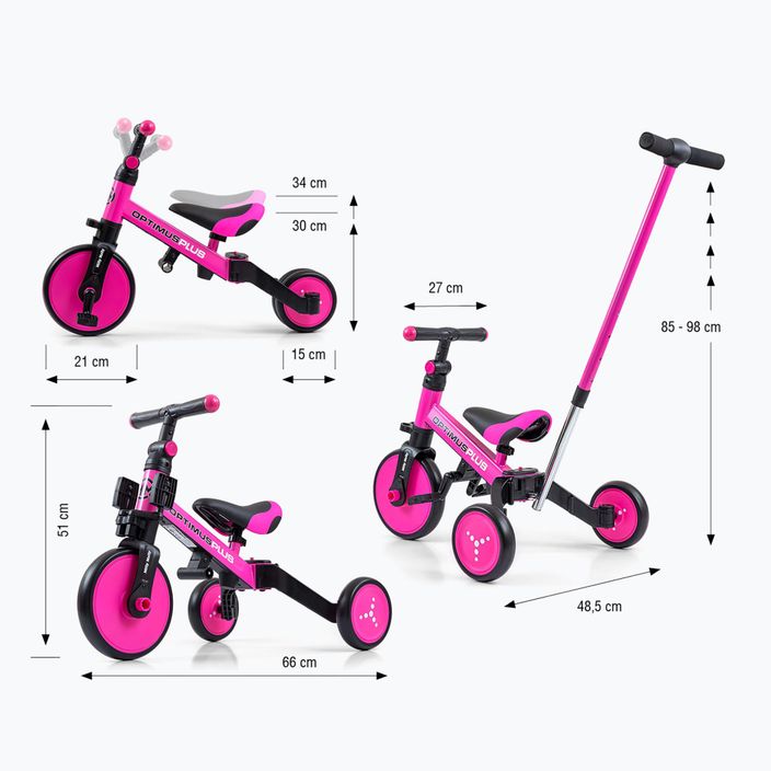 Rowerek biegowy trójkołowy Milly Mally 4w1 Optimus Plus pink 15
