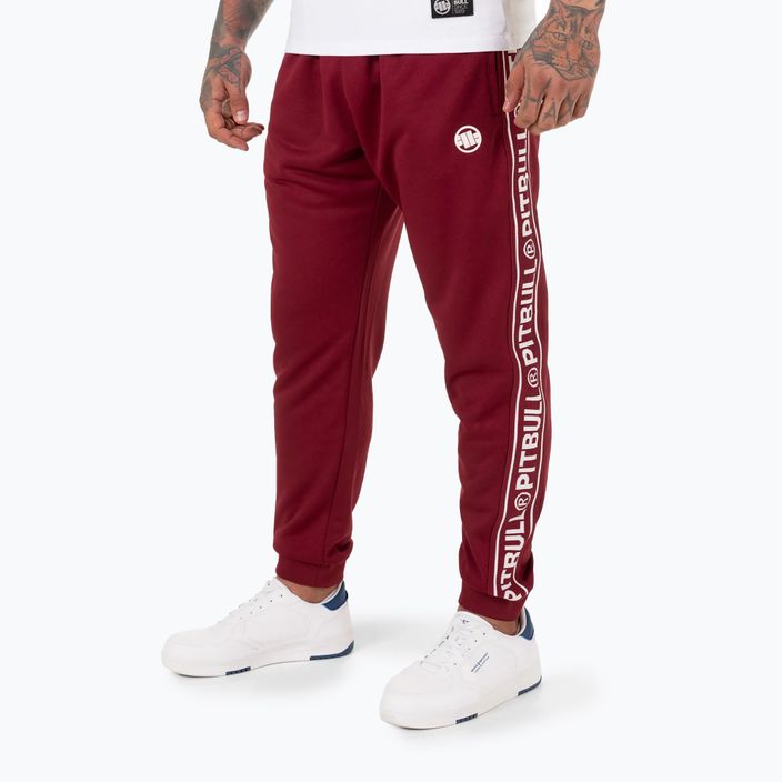 Spodnie męskie Pitbull West Coast Trackpants Tape Logo Terry Group burgundy