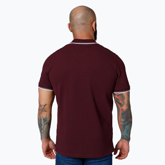 Koszulka polo męska Pitbull Polo Pique Stripes Regular burgundy 3