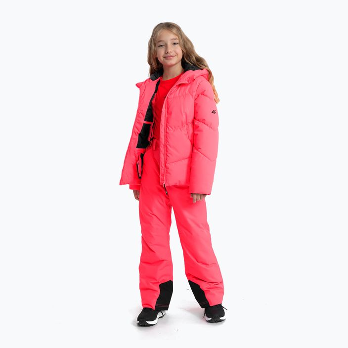 Kurtka narciarska dziecięca 4F F293 hot pink neon 3