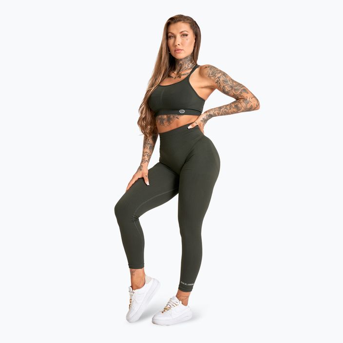 Legginsy treningowe damskie Gym Glamour Push Up 2.0 soldier green 2