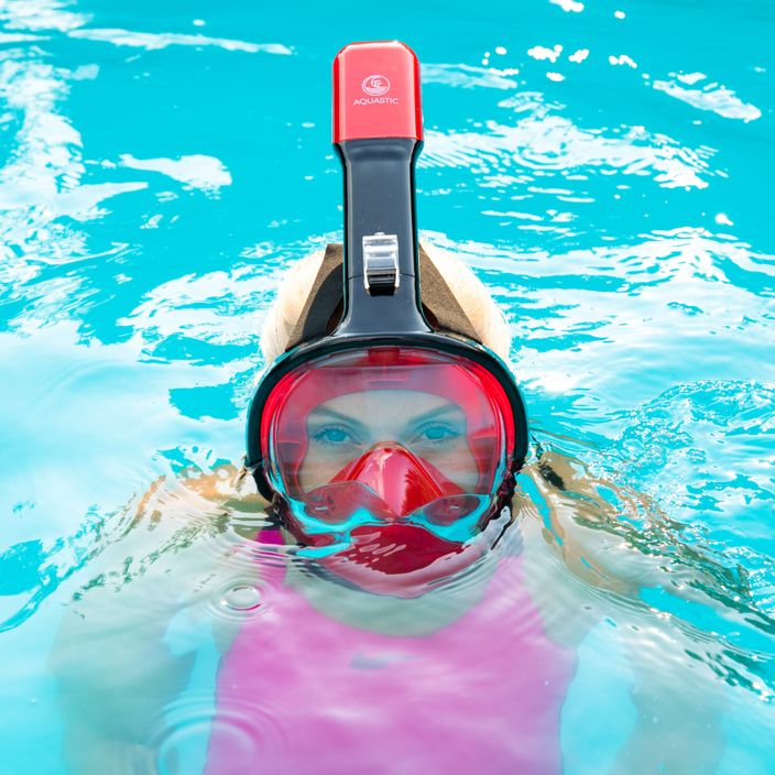 Maska pełnotwarzowa do snorkelingu AQUASTIC SMA-01SC czerwona 9