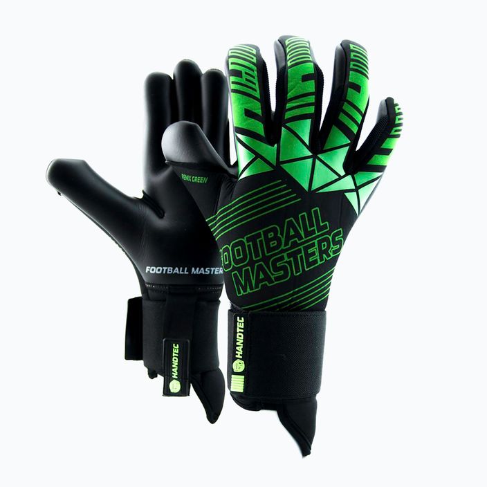 Rękawice bramkarskie dziecięce Football Masters Fenix czarne/zielone 4