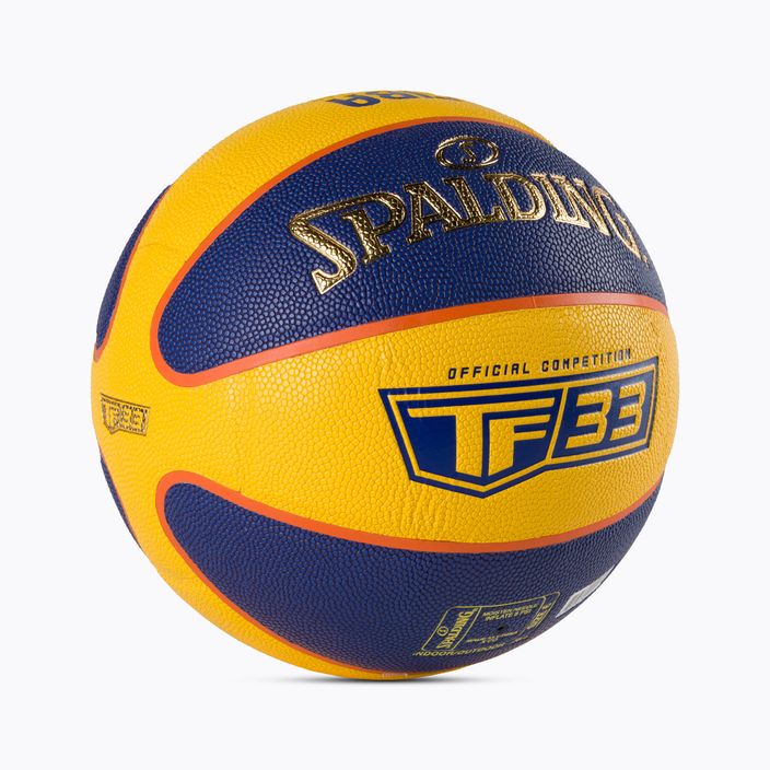 Piłka do koszykówki Spalding TF-33 Gold żółta/niebieska rozmiar 6 2