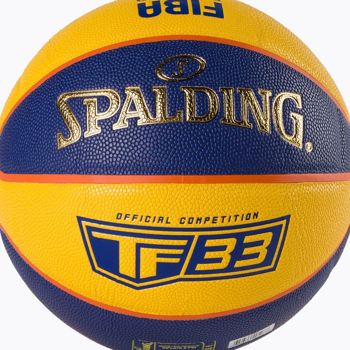 Piłka do koszykówki Spalding TF-33 Gold żółta/niebieska rozmiar 6 3