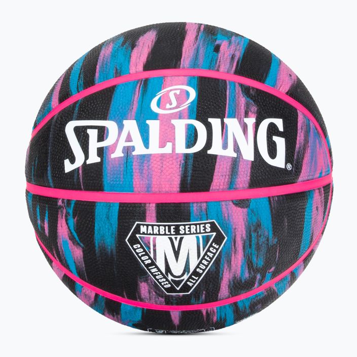 Piłka do koszykówki Spalding Marble czarna/różowa/niebieska rozmiar 7
