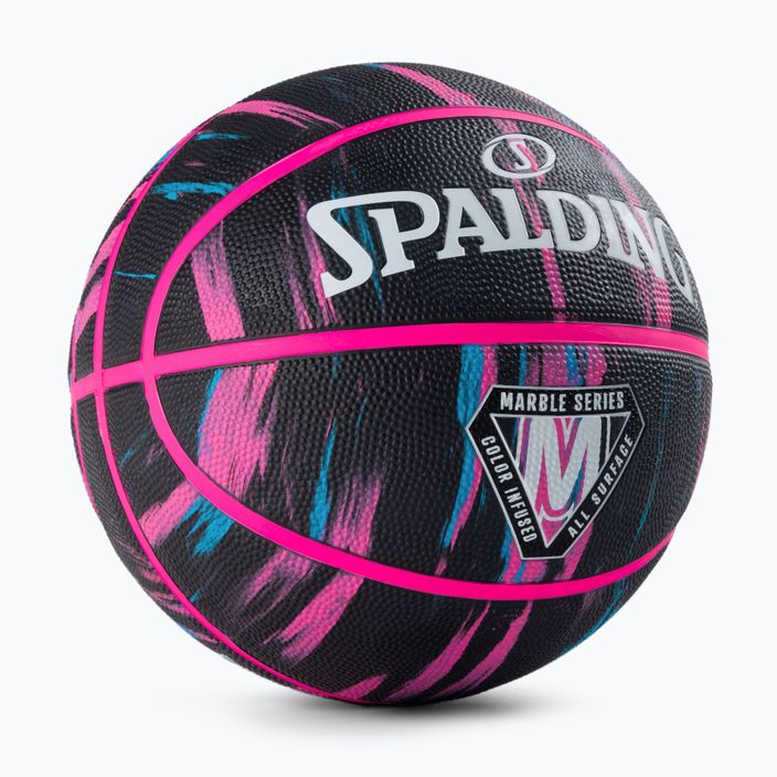 Piłka do koszykówki Spalding Marble czarna/różowa/niebieska rozmiar 6