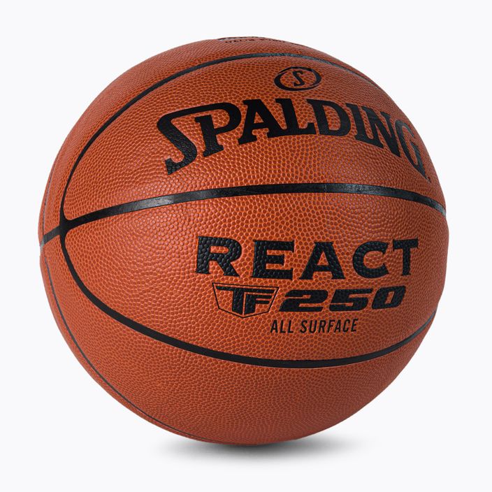 Piłka do koszykówki Spalding TF-250 React Logo FIBA pomarańczowa