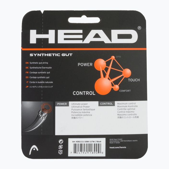 Naciąg tenisowy HEAD Synthetic Gut 12 m black 2