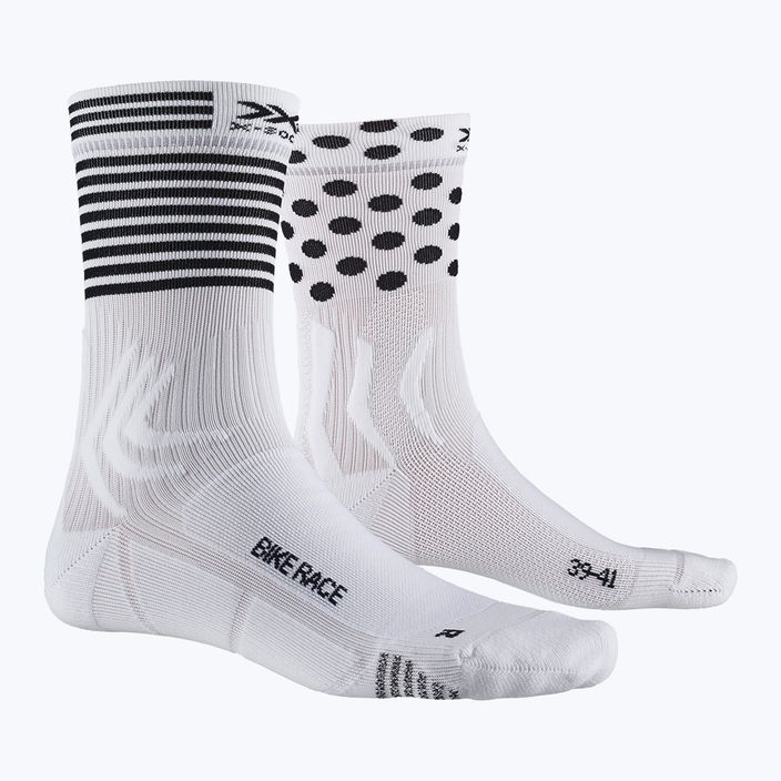 Skarpety rowerowe X-Socks Bike Race arctic white/dot/stripe 8
