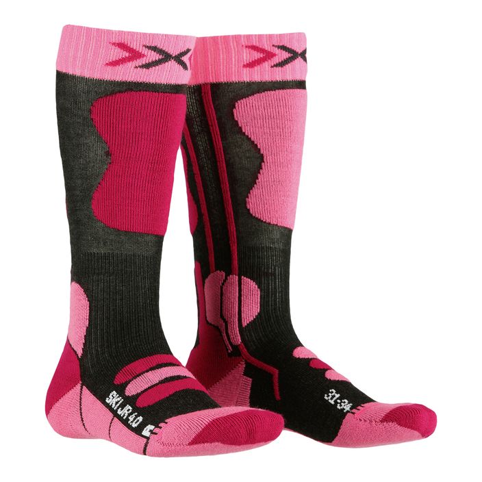 Skarpety narciarskie dziecięce  X-Socks Ski 4.0 anthracite melange/fluo pink 2