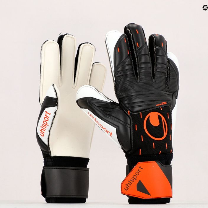 Rękawice bramkarskie uhlsport Speed Contact Soft Pro czarne/białe/neonowe pomarańczowe 9