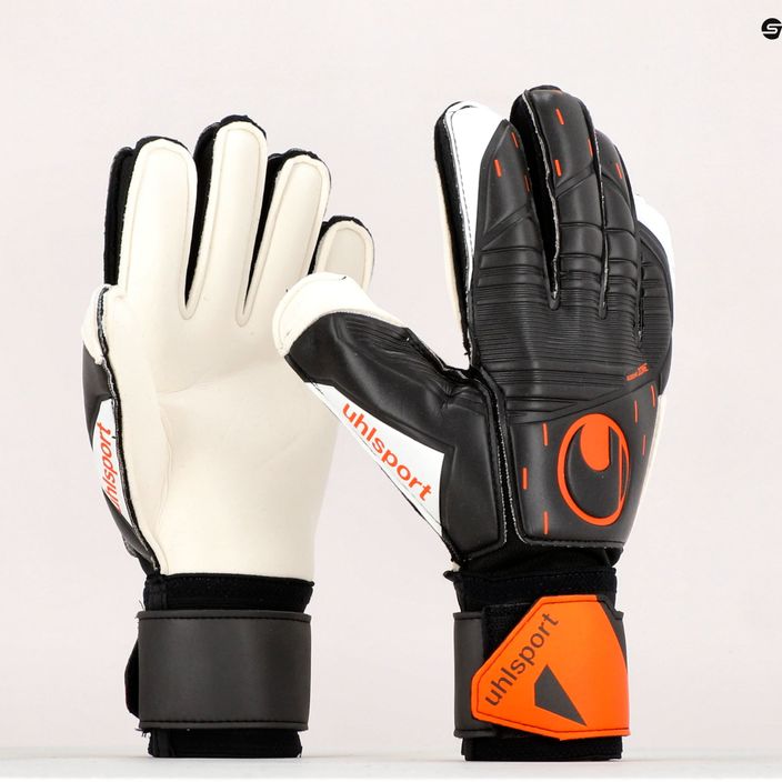 Rękawice bramkarskie uhlsport Speed Contact Soft Flex Frame czarne/białe/neonowe pomarańczowe 9