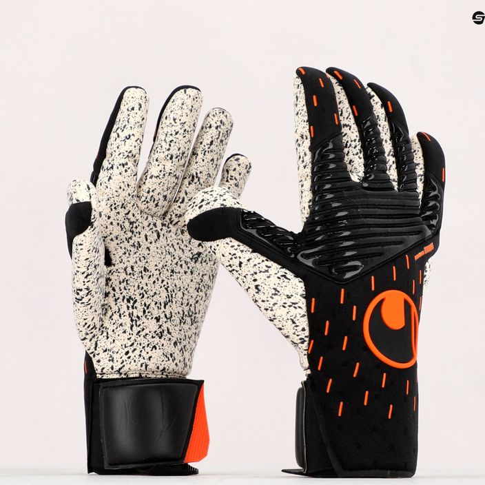 Rękawice bramkarskie uhlsport Speed Contact Supergrip+ Finger Surround czarne/ białe/pomarańczowe 9