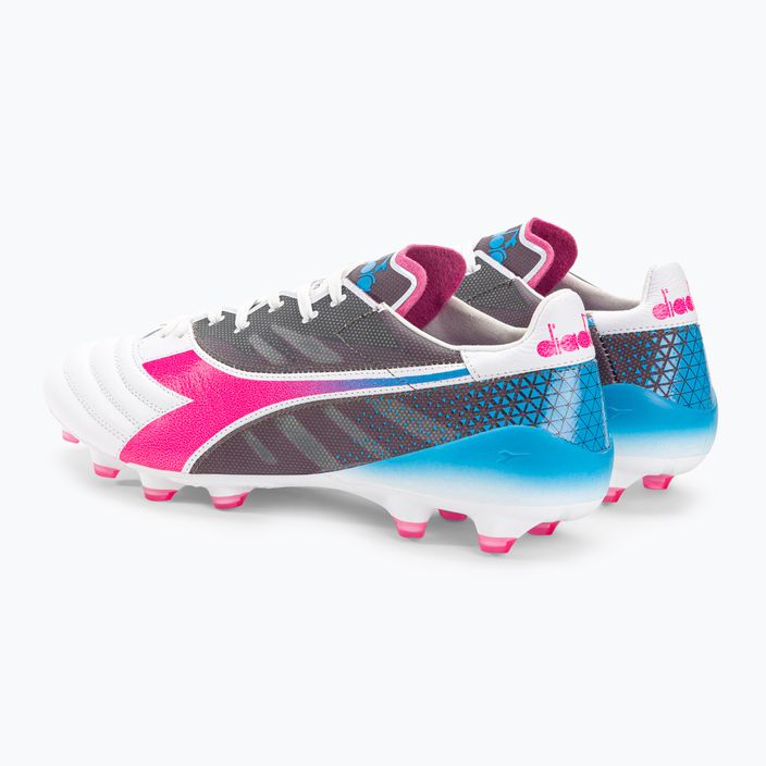 Buty piłkarskie męskie Diadora Brasil Elite Veloce GR ITA LPX white/pink fluo/blue fluo 3