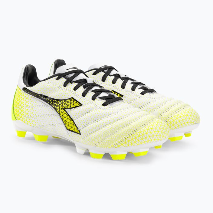 Buty piłkarskie dziecięce Diadora Brasil Elite GR LT LPU Y white/black/fluo yellow 4