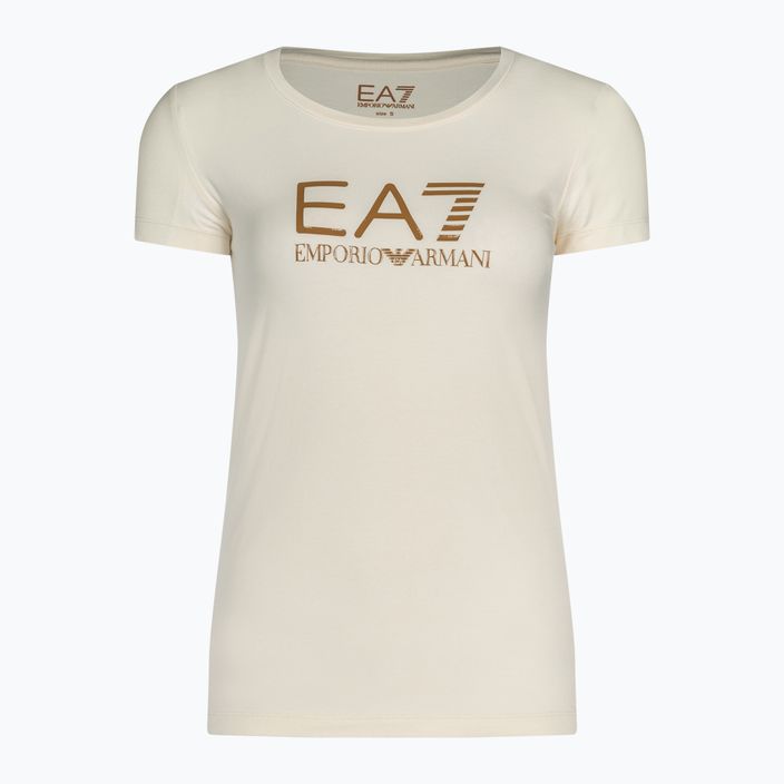 Koszulka damska EA7 Emporio Armani Train Shiny pristine/logo brown