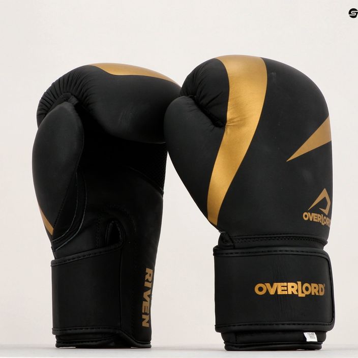 Rękawice bokserskie Overlord Riven Gold czarne 14