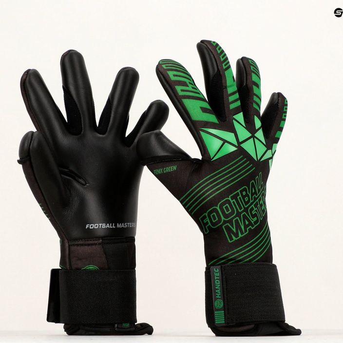Rękawice bramkarskie dziecięce Football Masters Fenix czarne/zielone 8