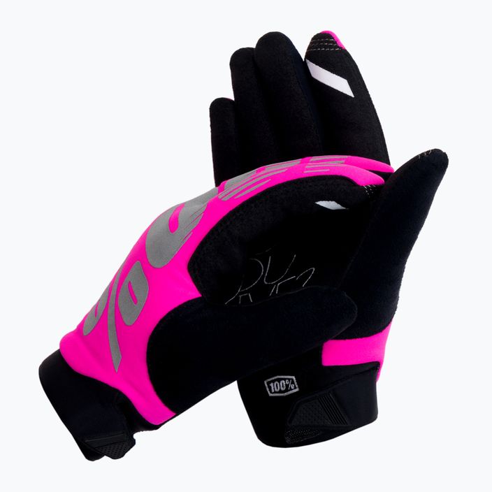 Rękawiczki rowerowe damskie 100% Brisker W neon pink/black