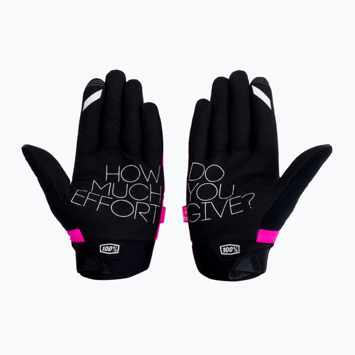 Rękawiczki rowerowe damskie 100% Brisker W neon pink/black 2