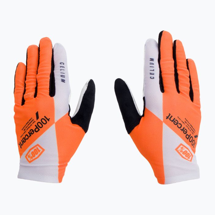 Rękawiczki rowerowe 100% Celium fluorescent orange/white 3