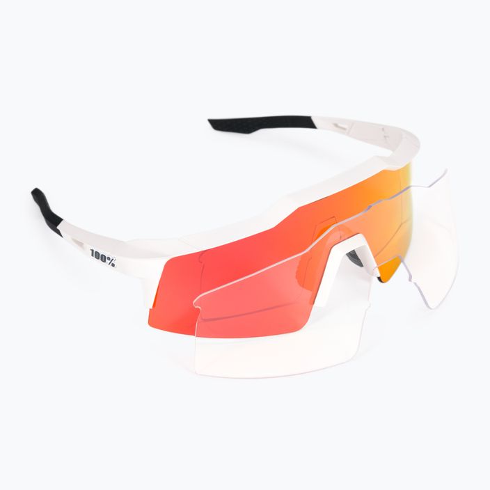 Okulary rowerowe 100% Speedcraft Sl Multilayer Mirror Lens soft tact off white/hiper red 6