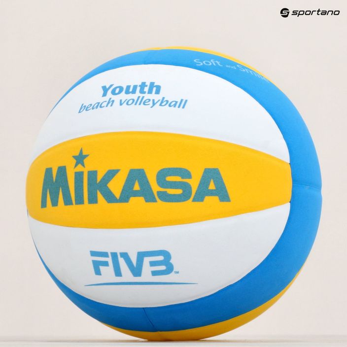 Piłka do siatkówki plażowej Mikasa SBV white/blue rozmiar 5 5