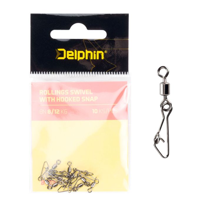 Krętlik spinningowy Delphin Rollings Swivel With Hooked Snap 10 szt czarny 969B03004 2