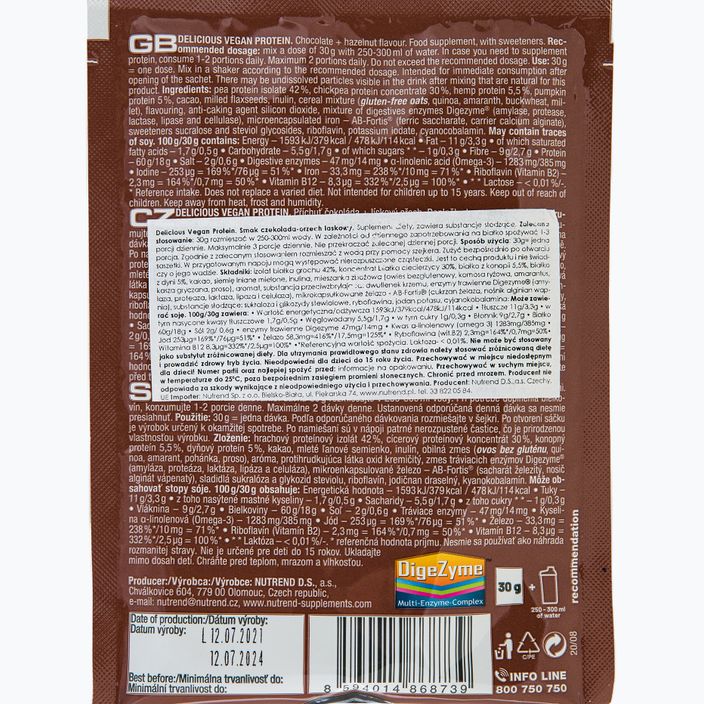 Koktajl proteinowy Nutrend Delicious Vegan Protein Czekolada-Orzech Laskowy 5 x 30 g 2