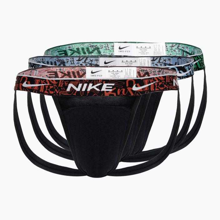 Slipy męskie Nike Dri-FIT Everyday Cotton Stretch Jock Strap 3 pary black/red/aquarius blue/stadium green