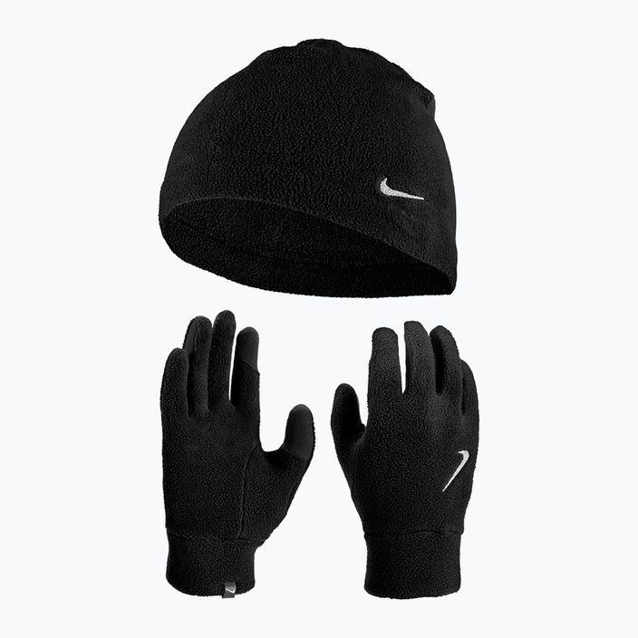 Zestaw czapka + rękawiczki damskie Nike Fleece black/black/silver 11