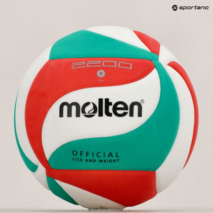 Piłka do siatkówki Molten V5M2200 biała/czerwona/zielona rozmiar 5 4