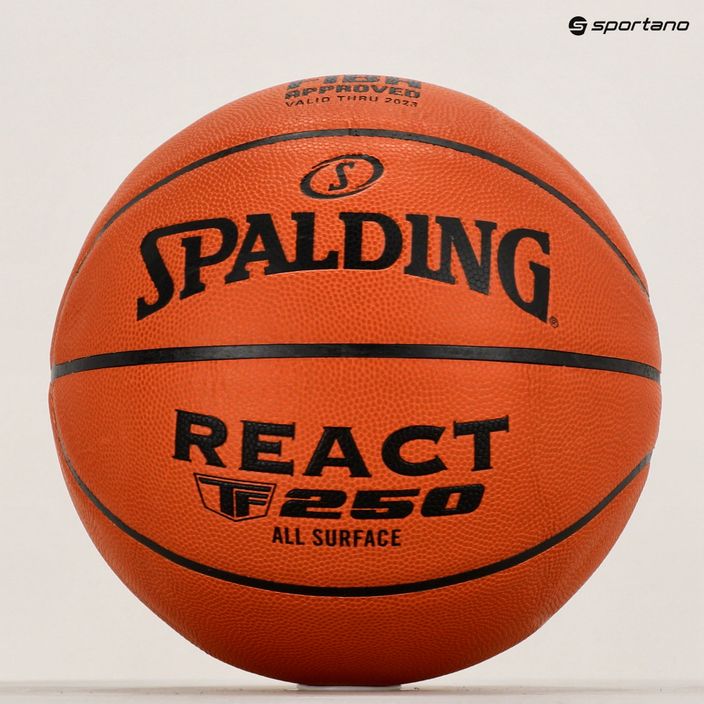 Piłka do koszykówki Spalding TF-250 React Logo FIBA pomarańczowa 6