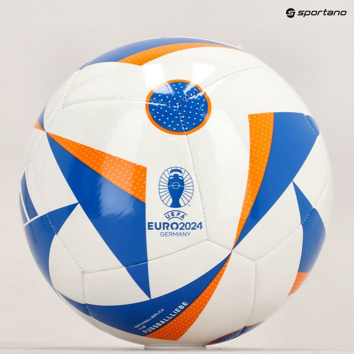 Piłka do piłki nożnej adidas Fussballiebe Club EURO 2024 white/glow blue/lucky orange rozmiar 4 5