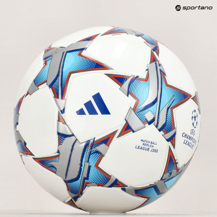 Piłka do piłki nożnej adidas UCL League 23/24 white/silver metallic/bright cyan/royal blue rozmiar 4 6