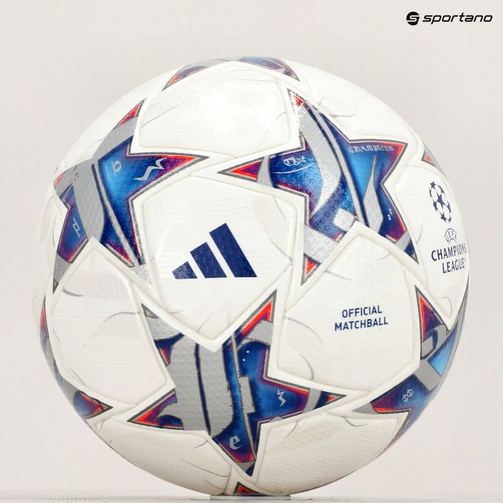 Piłka do piłki nożnej adidas UCL PRO 23/24 white/silver metallic/bright cyan/royal blue rozmiar 5 6