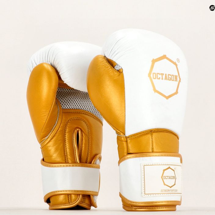Rękawice bokserskie Octagon Prince white/gold 3