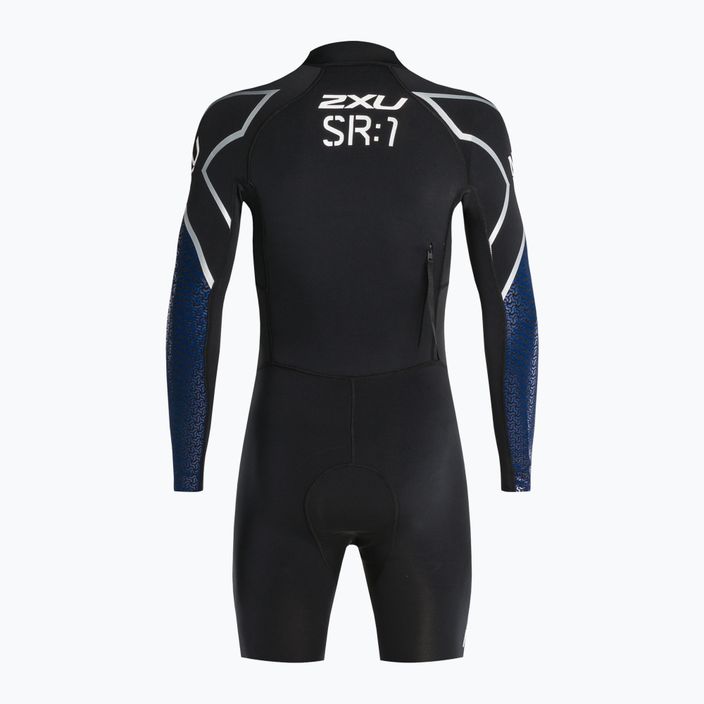 Pianka triathlonowa męska 2XU Swimrun 1 black/blue surf print 3