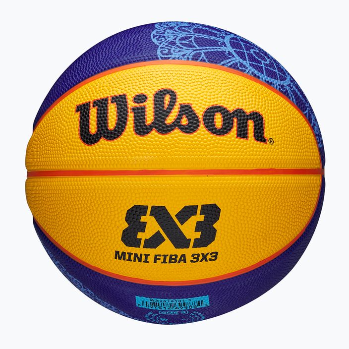 Piłka do koszykówki dziecięca Wilson Fiba 3X3 Mini Paris 2024 blue/yellow rozmiar 3