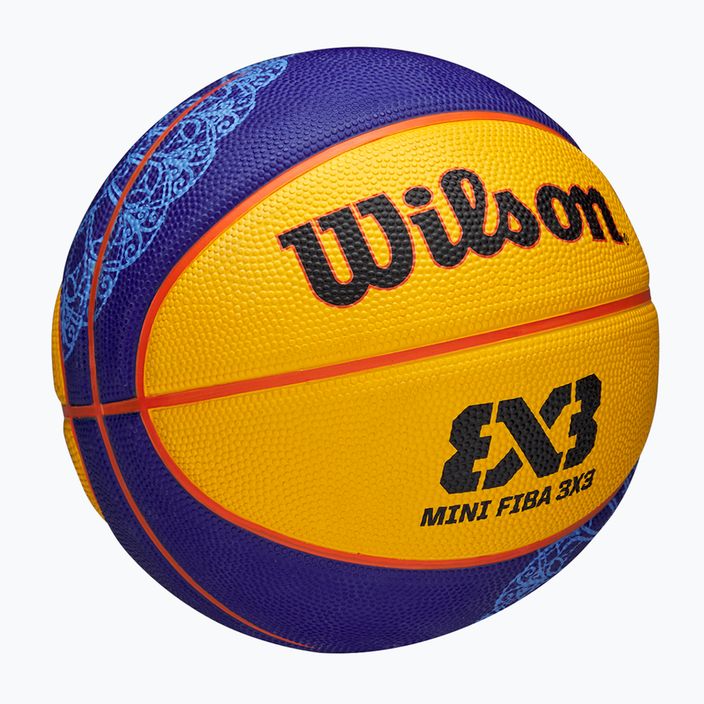 Piłka do koszykówki dziecięca Wilson Fiba 3X3 Mini Paris 2024 blue/yellow rozmiar 3 2