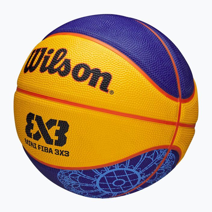 Piłka do koszykówki dziecięca Wilson Fiba 3X3 Mini Paris 2024 blue/yellow rozmiar 3 3